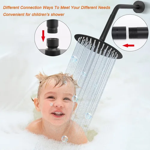Miniatura 5 de Brazo extensor de cabezal de ducha HarJue, salida de agua de extensión de ducha - Baja el tubo de ducha existente, extensión de tubo de ducha
