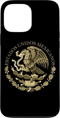 Miniatura 24 de iPhone 12 Pro Max Bandera de México sello del escudo de armas en caso sepia