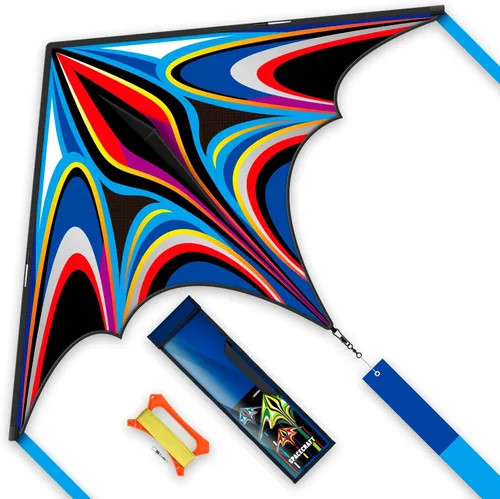 Miniatura 9 de Cometa Delta grande para niños y adultos, cometas arcoíris fáciles de volar, cometa de playa multifuncional duradera, línea de vuelo sin enredos