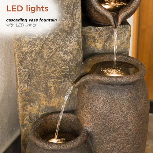 Miniatura 5 de Alpine Corporation GIL140 - Fuente de cerámica para interiores y exteriores de 43 pulgadas de alto con luces LED reemplazables, función de agua