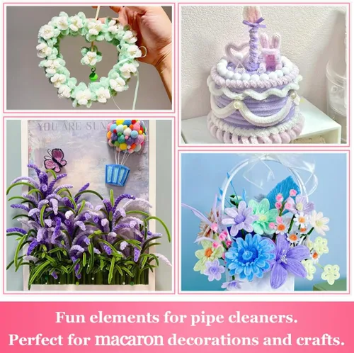 Miniatura 4 de Bundooraking Limpiapipas para Manualidades, Tallos de Chenilla para Proyectos de Arte y Manualidades, Decoraciones DIY de Flores, Suministros