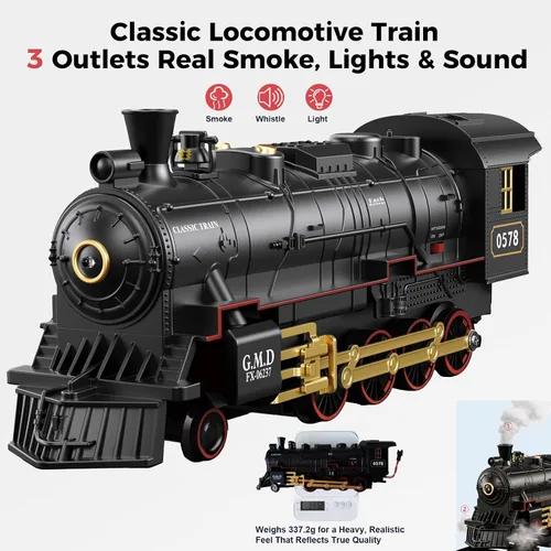 Miniatura 2 de Juego de tren eléctrico con control remoto de Navidad, locomotora de vapor, vagón de carga y pistas, juguetes de tren recargables para niños con 3
