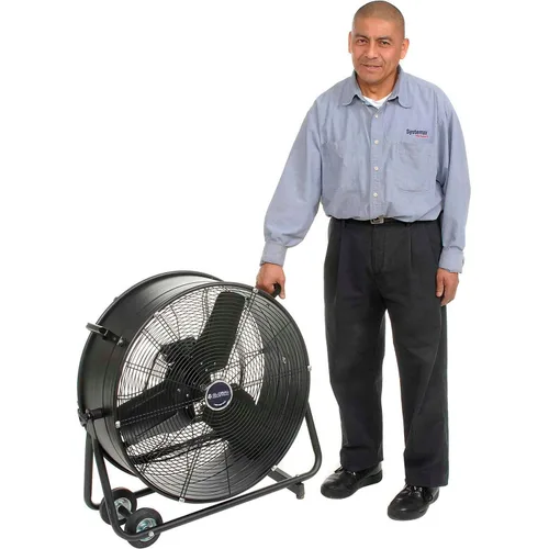 Miniatura 8 de Global Industrial Ventilador de tambor inclinable portátil de 24" de diámetro, 7700 CFM, 1/3 HP, 1 fase, 2 velocidades, 120 voltaje, 1100 RPM