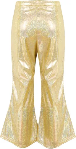 Miniatura 2 de Agoky Pantalones de baile de lentejuelas brillantes para niñas y niñas, pantalones acampanados de pierna ancha, pantalones acampanados para hip hop