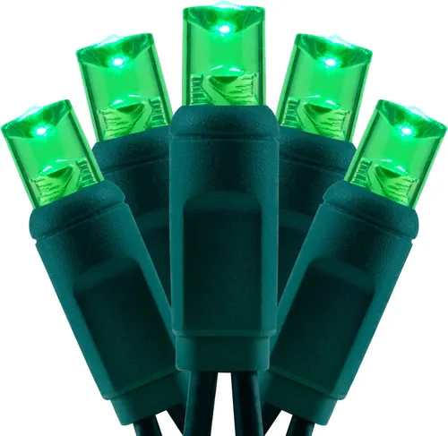 Miniatura 15 de Luces de Navidad de gran angular de una pieza rojas y verdes, 140 unidades, 48 pies, 2 juegos de 70 LED de 24 pies de alto, impermeables, 0.197 in