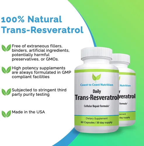 Miniatura 5 de Suplemento Trans Resveratrol - Cápsulas orgánicas - Suplementos para mujeres y hombres, antioxidante natural, suplemento de polifenoles - 60