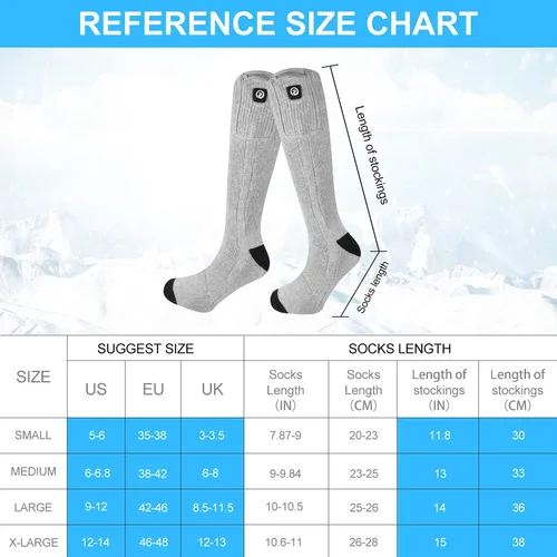 Miniatura 4 de Calcetines térmicos con batería eléctrica recargable de 7.4 V, calcetines largos térmicos para hombres y mujeres, calentadores de pies lavables