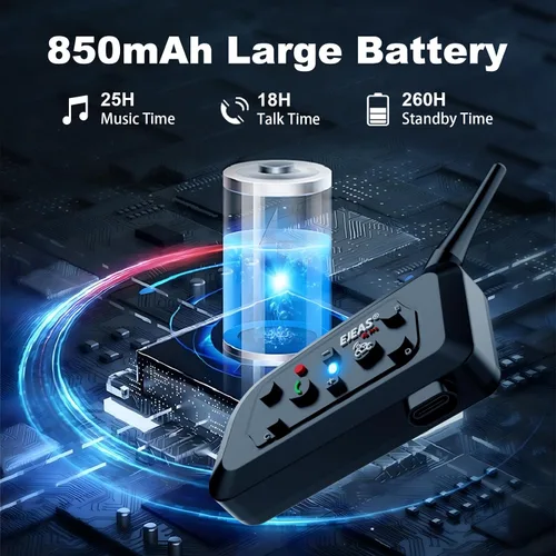Miniatura 4 de EJEAS V6 Pro - Auriculares Bluetooth para motocicleta, sistema de comunicación de casco de intercomunicación para 2 conductores con respuesta