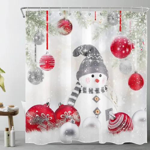 Miniatura 17 de LB Cortina de ducha de flores blancas y moradas para baño, lindo pájaro y hojas de otoño sobre tela beige con ganchos, juego botánico floral