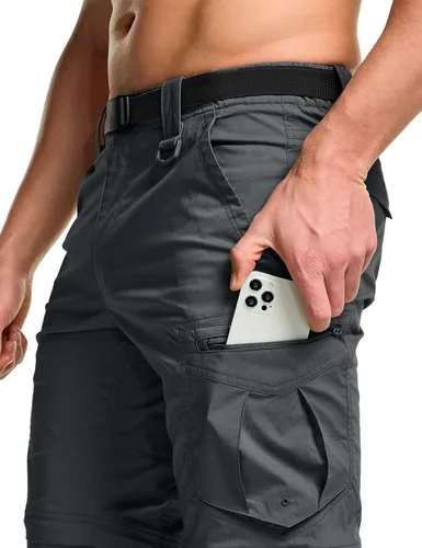 Miniatura 7 de CQR Pantalones cargo convertibles para hombre, resistentes al agua, con cremallera, ligeros, elásticos, UPF 50+, pantalones de trabajo al aire libre
