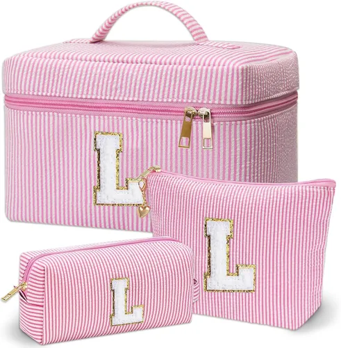 Miniatura 32 de Bolsa de maquillaje Adoryoung 3 piezas rosa+azul, Azul, A