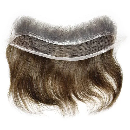 Miniatura 6 de Peluca frontal de encaje francés para hombre para línea capilar en forma de V, piel fina, polipoliuretano, sistema de cabello humano natural