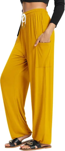 Miniatura 22 de QIANXIZHAN - Pantalones harem para mujer, pantalones palazzo hippie, joggers bohemios con bolsillos, ropa de yoga