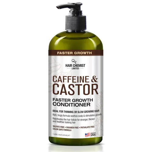 Hair Chemist Acondicionador de crecimiento más rápido con cafeína y ricino, 33.8 onzas, acondicionador para el cabello para un crecimiento más