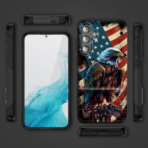 Miniatura 3 de Funda para Galaxy S24 Plus con soporte, doble capa híbrida de policarbonato duro y silicona suave, resistente a prueba de golpes, funda protectora