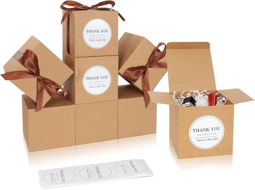 Miniatura 31 de COTOPHER 100 cajas de regalo pequeñas, cajas de regalo de 2 x 2 x 2 pulgadas, cajas de regalo de papel con cintas, caja de dulces para recuerdos