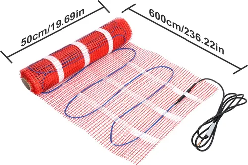 Miniatura 4 de hatleues Alfombrilla de calefacción de piso, 32 pies cuadrados con termostato programable digital y parte trasera adhesiva, cuatro modos de control