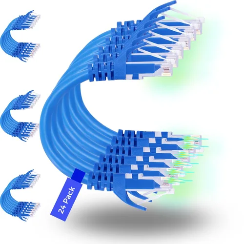 Miniatura 14 de Rapink Patch Cables Cat6 - Cable de conexión Ethernet Cat6 de 0.5 pies (paquete de 24), 10G, cable de conexión Cat 6 para panel de conexiones a