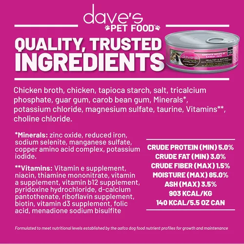 Miniatura 14 de Dave's Pet Food Grain Free Wet Cat Food (Chicken & Duck Saucey Pate), Naturally Healthy Canned, Added Vitamins & Minerals, Wheat Free, 5.5 oz