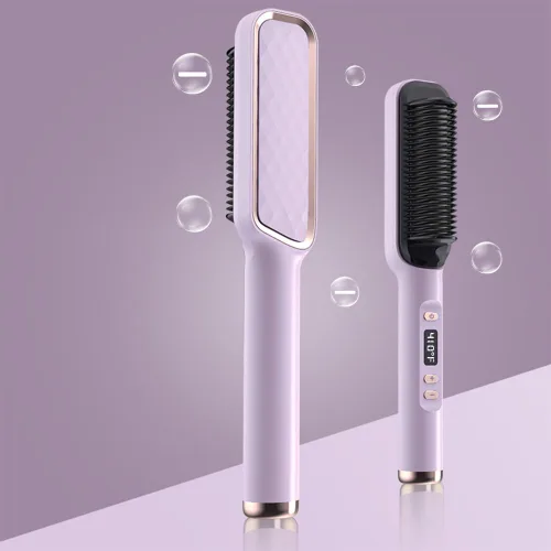 Swagon Cepillo alisador de cabello aniónico, peine alisador de cabello de iones negativos, peine de anillo de cepillo caliente con pantalla LED,