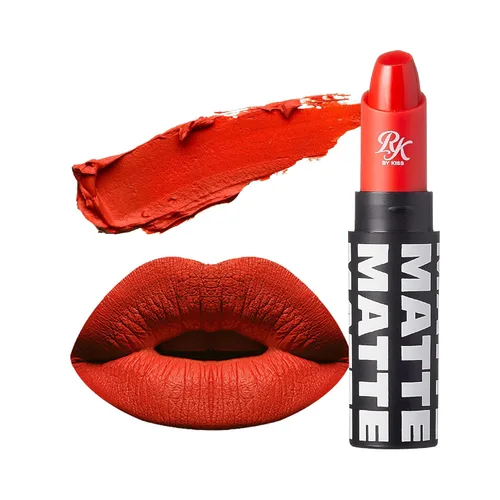 Labial de Ruby Kisses, acabado mate, larga duración, altamente pigmentado, de aplicación suave, maquillaje de labios de cobertura total (Coral