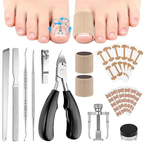 SelfTek Kit de uñas encarnadas – Kit profesional de corrector de uñas encarnadas con tiras transpirables y parches curvos, lima sin dolor y