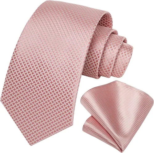 Miniatura 252 de HISDERN Conjunto de corbata a cuadros a cuadros pañuelo tejido clásico formal para hombre corbata y bolsillo cuadrado