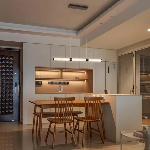 Miniatura 6 de Candelabros negros para comedor, iluminación regulable para isla de cocina, luz colgante lineal, lámpara LED moderna para sala de estar y mesa