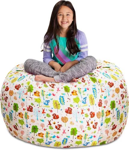 Miniatura 46 de Posh Stuffable - Sillón puff con almacenamiento para niños, contenedor de animales de peluche, organizador de juguetes de niños Lona rayas verde