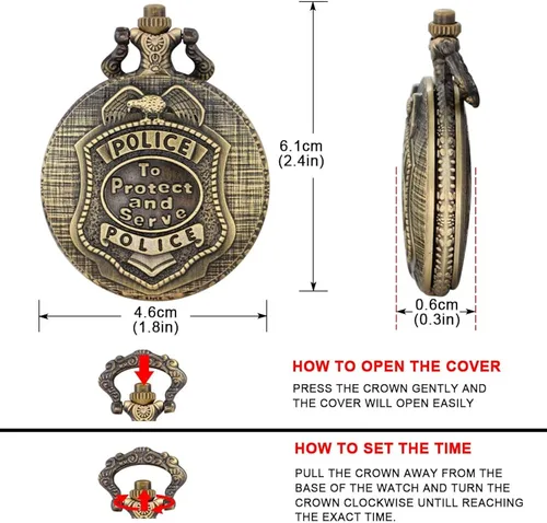 Miniatura 7 de Tiong Reloj de bolsillo con diseño clásico de números arábigos de cuarzo con cadena, regalos de cumpleaños
