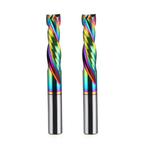 Miniatura 10 de Fresa de carpintería, revestimiento DLC, corte arriba y abajo, 2 flautas, herramienta de fresado de carburo en espiral, router CNC, brocas
