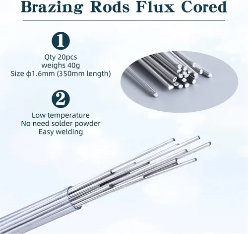 Miniatura 3 de Varillas de soldadura de aluminio de 20 varillas de 1/16 pulgadas, varillas de soldadura de aluminio de 14 pulgadas de longitud para antorcha de Gris