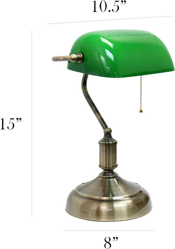 Miniatura 4 de Simple Designs LT3216-GRN Executive Banker's - Lámpara de escritorio con pantalla de cristal, color verde, 2