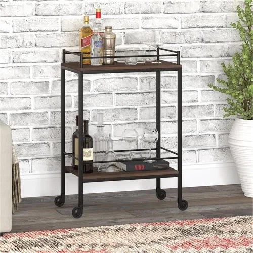 Miniatura 2 de Barnes - Carrito rectangular de 23,5 pulgadas de ancho, color marrón aliso