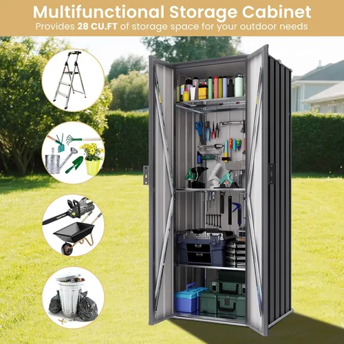 Miniatura 4 de Greesum Cobertizo de almacenamiento para exteriores de 3 x 3 pies, cobertizo de metal con cerradura para patio trasero, piscina, patio y Negro