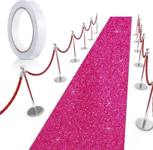 Miniatura 18 de Tatuo Alfombra de pasillo de 2.46 x 30 pies, grosor de 55 GSM con cinta para alfombra para baile de graduación, boda, exterior, interior, pasillo