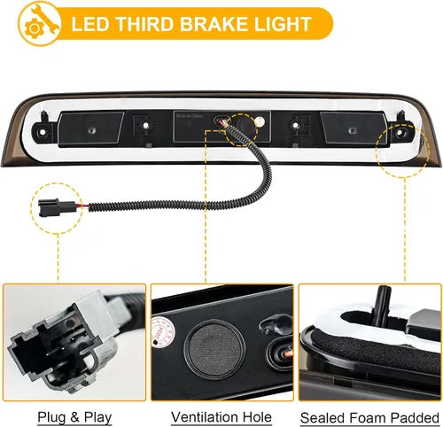 Miniatura 5 de Luz de freno trasera LED ahumada para RAM 1500 de 2019 2020 2021 2022 2023 2024 (No para modelo clásico) sin cámara para camioneta pickup, luz
