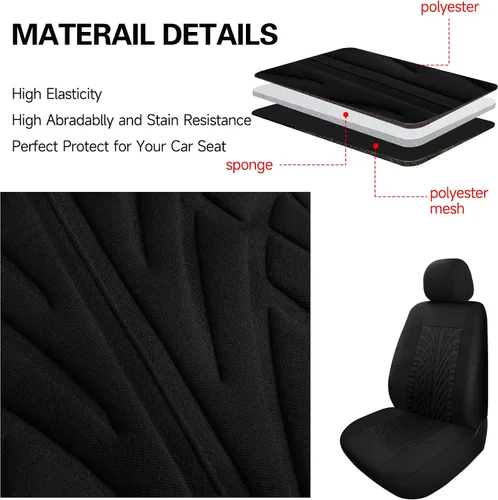 Miniatura 5 de VarCozy Fundas para Asientos de Coche Par Delantero, Fundas Universales de Tela para Asientos Delanteros de Coche, Fundas de Asiento Transpirables