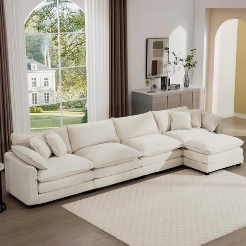 Miniatura 13 de Aoowow Sofá de dos plazas de pana, modernos sofás de nube de 2 plazas para sala de estar, sofás modulares de nube seccionales con asiento profundo