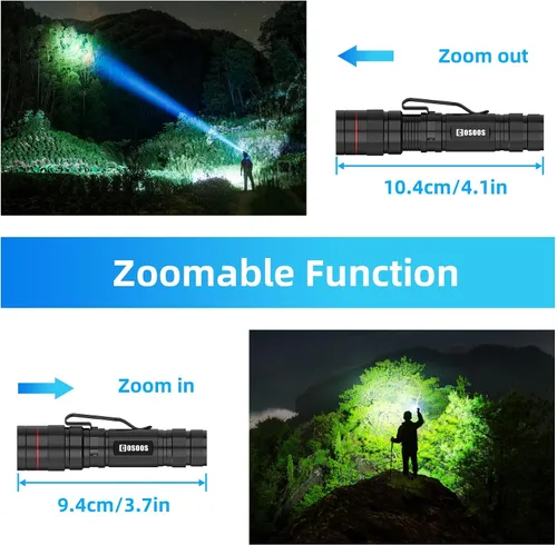 Miniatura 2 de COSOOS 3 linternas LED tácticas mini con clip, linterna AA brillante zoomable de 3.7 pulgadas de alto lúmen, linterna de bolsillo tamaño pluma, 1