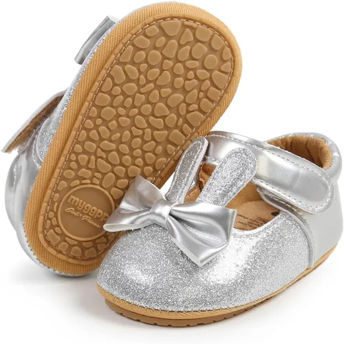 Miniatura 3 de LAFEGEN Zapatos planos Mary Jane para bebés y niñas con Bownot, suela suave, suela suave, piel sintética, recién nacidos, para primeros pasos