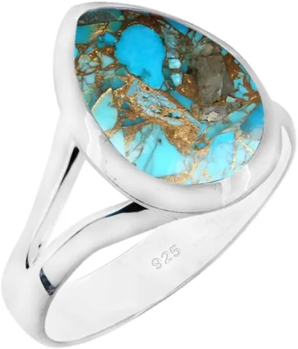Miniatura 14 de Anillo de piedras preciosas naturales Anillo de plata ajustable hecho a mano Anillo de piedras preciosas en forma de pera Plata de ley 925