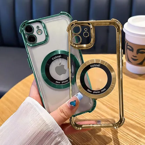 Miniatura 2 de Funda magnética transparente para iPhone 11, funda de lujo con cuatro esquinas brillantes, protección a prueba de golpes de grado militar