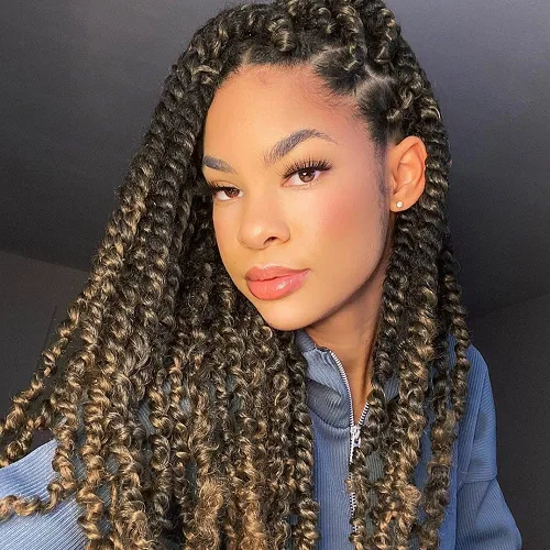 Miniatura 39 de 8 paquetes de extensiones de cabello sintético pretrenzado y prerrizado de ganchillo de 14 pulgadas, con rizos de pasión, para mujeres negras