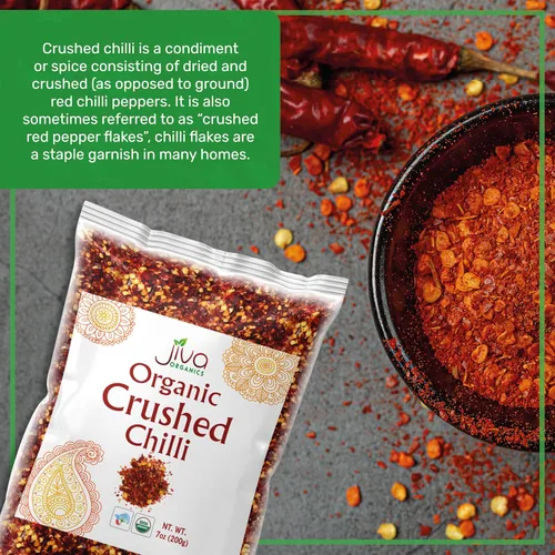 Miniatura 4 de Jiva Organic Chili Flakes Bolsa de 7 onzas – Pimiento rojo triturado de calor medio, 100% natural y sin OMG