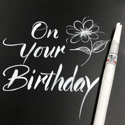 Miniatura 4 de Kuretake Zig Fude - Rotulador de punta fina, tinta blanca recargable, para caligrafía, manga, dibujo, profesional, artista, fabricado en Japón