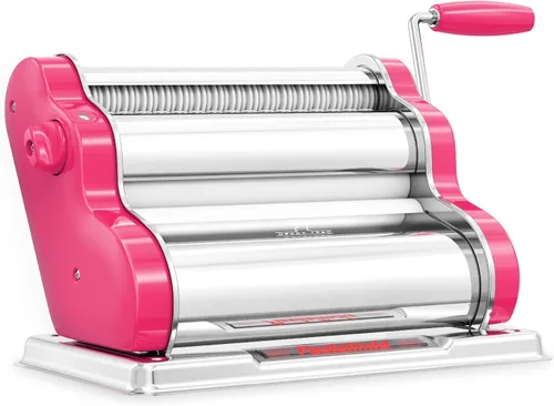 Miniatura 13 de PASTALINDA Máquina para hacer pasta Classic 260, rodillos de 10.2 in de ancho, 9 posiciones de grosor, 2 posiciones de corte, acero inoxidable, Lila