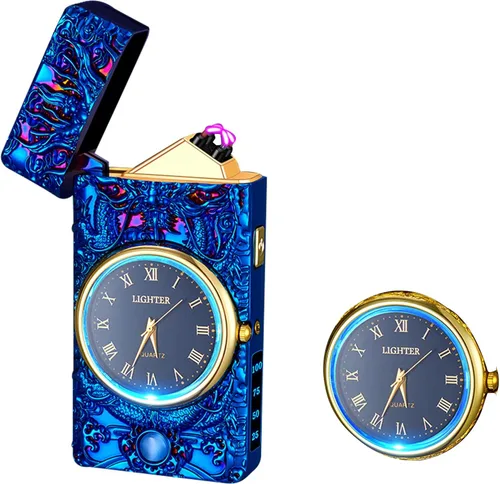 Miniatura 18 de Encendedor Reloj, Encendedor Eléctrico, Encendedor de Plasma de Doble Arco, Encendedor USB Recargable con Pantalla de Batería, Encendedor Genial