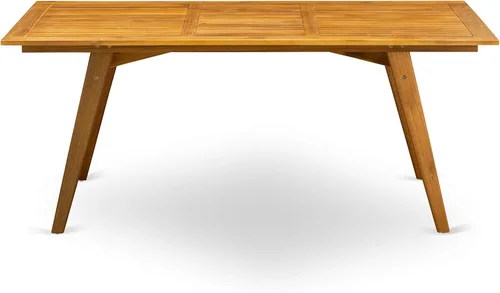 Miniatura 6 de East West Furniture DEDK9CWNA - Juego de comedor de 9 piezas para patio al aire libre, incluye una mesa rectangular de madera de acacia y 8 sillas