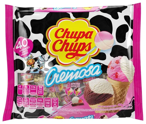 Chupa Chups Paletas Candy, 40 ventosas de caramelo para niños, helado de cremosa, 2 sabores cremosos surtidos, para regalos, fiestas, oficina, 40